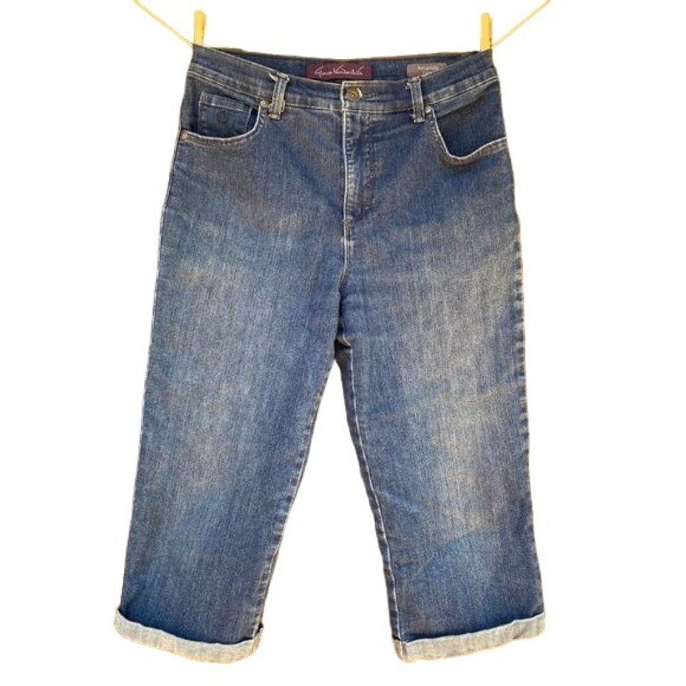 Gloria Vanderbilt Amanda Blue Capri Cuffed Jeans Size 6 - Picture 1 of 12